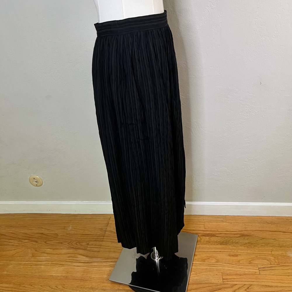 Lulus Skirt Maxi Pleated Size Small Black Plisse Textured High Waist Slit NEW - Picture 6 of 9